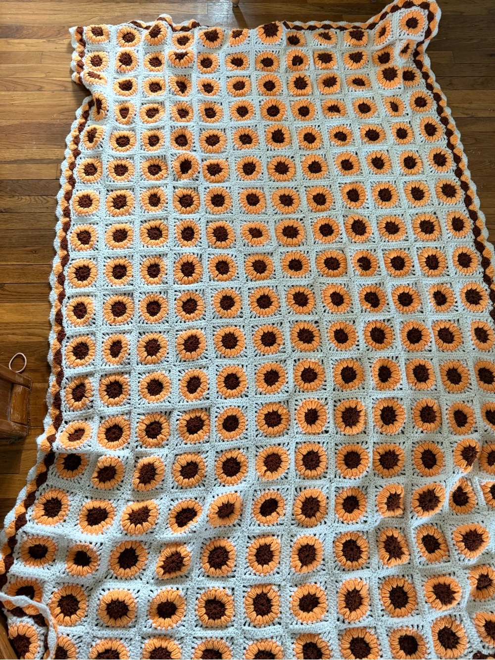 Vintage handmade sunflower blanket crochet